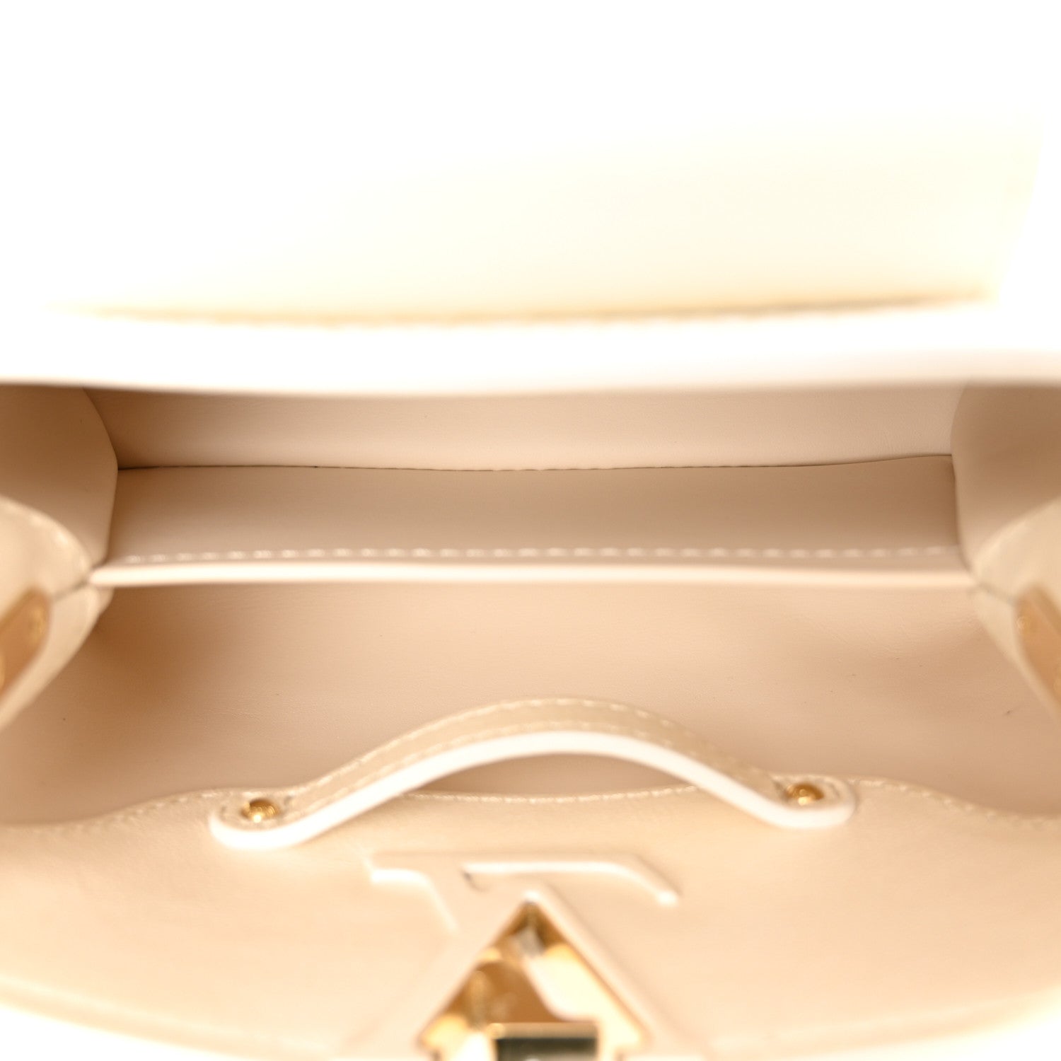 Louis Vuitton Metallic Calfskin Satin Pearl Embellished Mini Treasure Capucines Cream 5 of 9