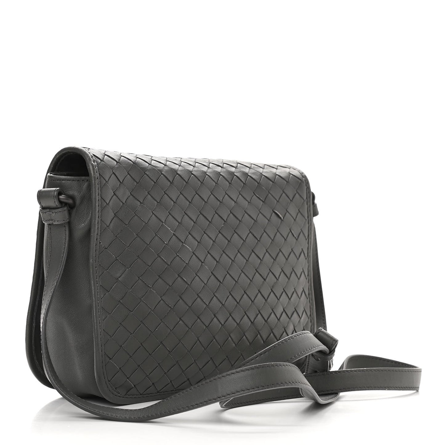 Nappa Intrecciato Flap Crossbody Light Grey