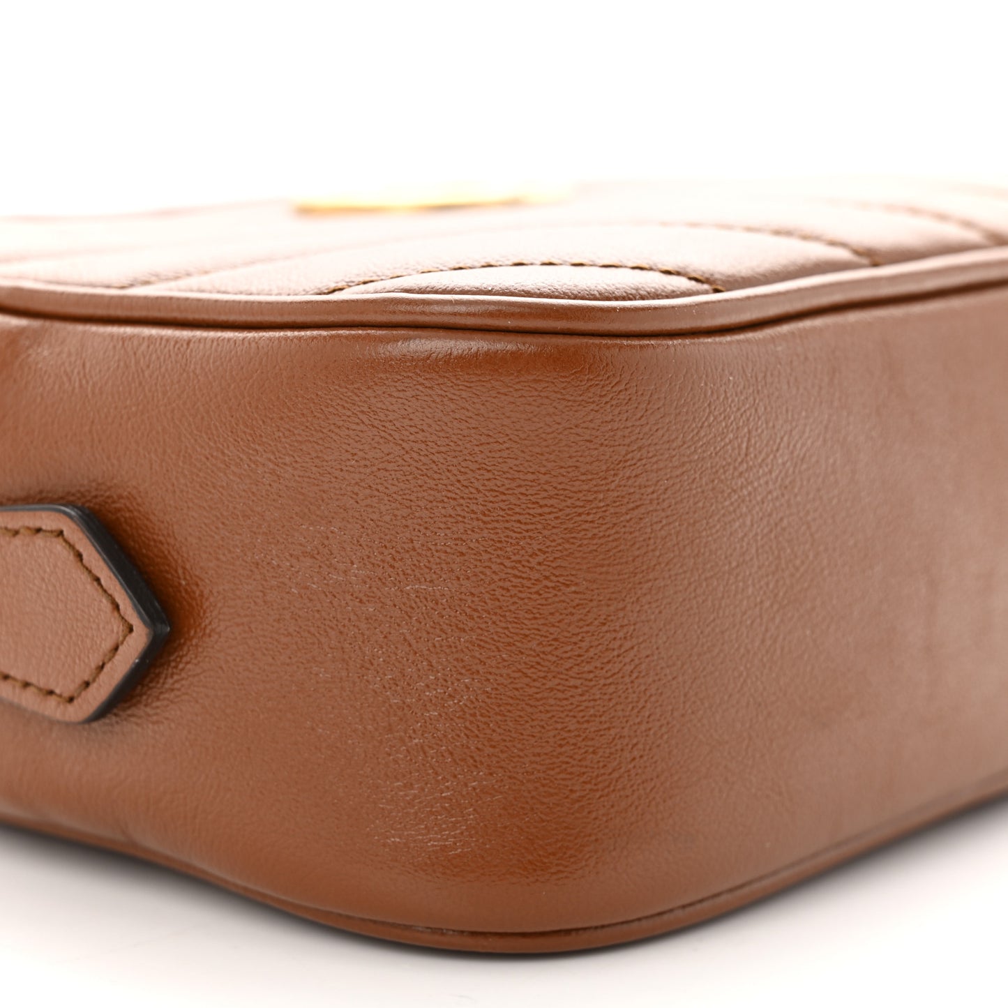 Glazed Calfskin Matelasse Diagonal Mini GG Marmont Chain Shoulder Bag Cuir