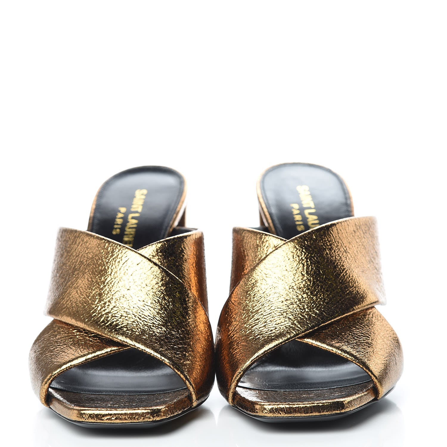 Saint Laurent Metallic Supercrack Calfskin LouLou 95 Mule Sandals 36 Chestnut 2 of 9