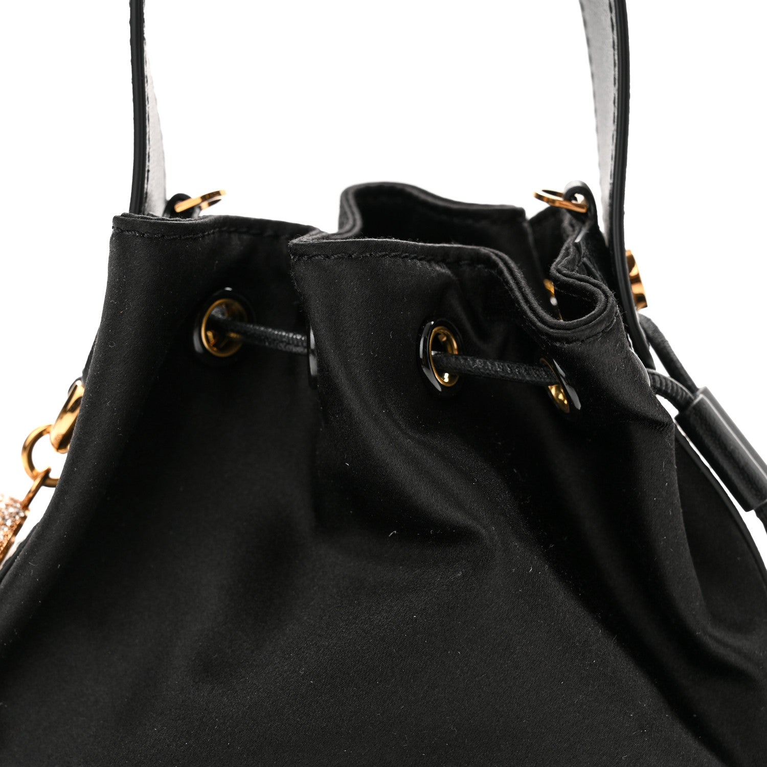 Versace Satin Medusa Drawstring Bucket Bag Black 7 of 10