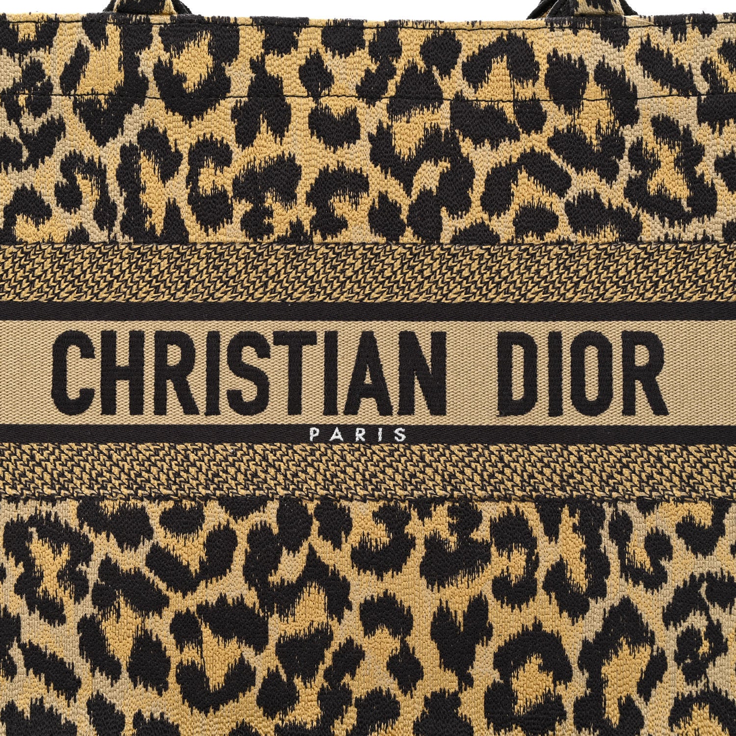 Christian Dior Canvas Mizza Embroidered Medium Leopard Book Tote Beige 8 of 14