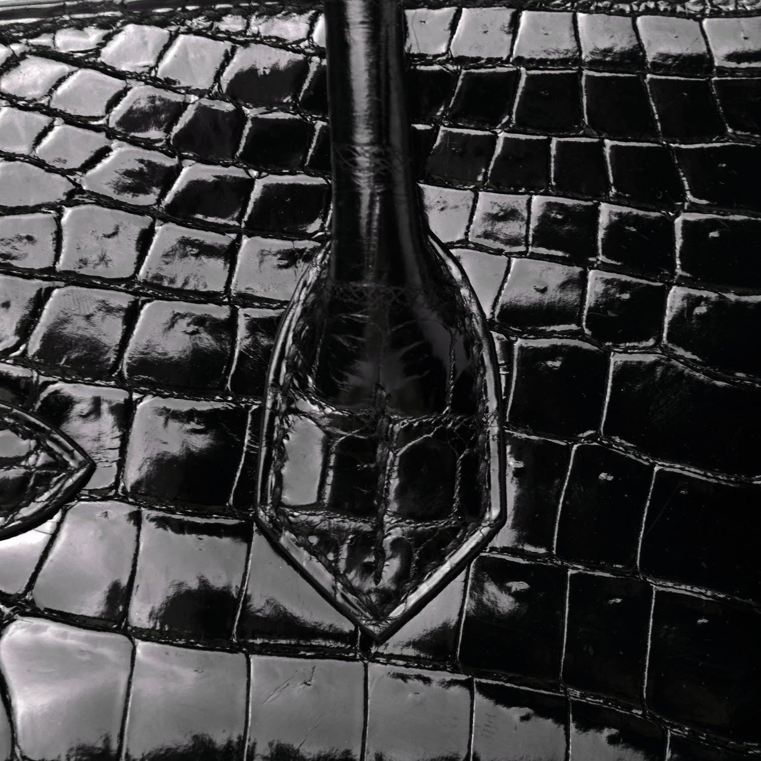 Hermes Shiny Niloticus Crocodile Birkin 30 Black 8 of 33