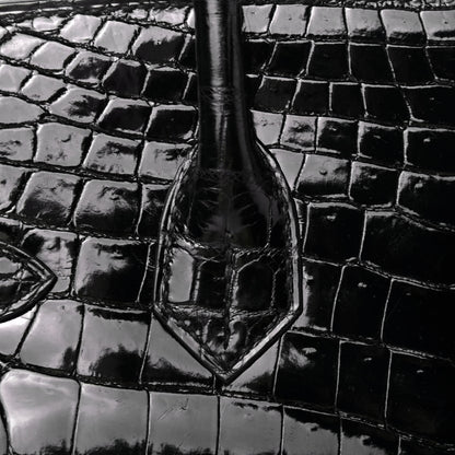 Hermes Shiny Niloticus Crocodile Birkin 30 Black 8 of 33