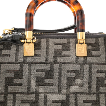 Fendi Chenille Vitello King Plexiglass FF Mini By The Way Top Handle Boston Bag Tortora Nuvola 8 of 11