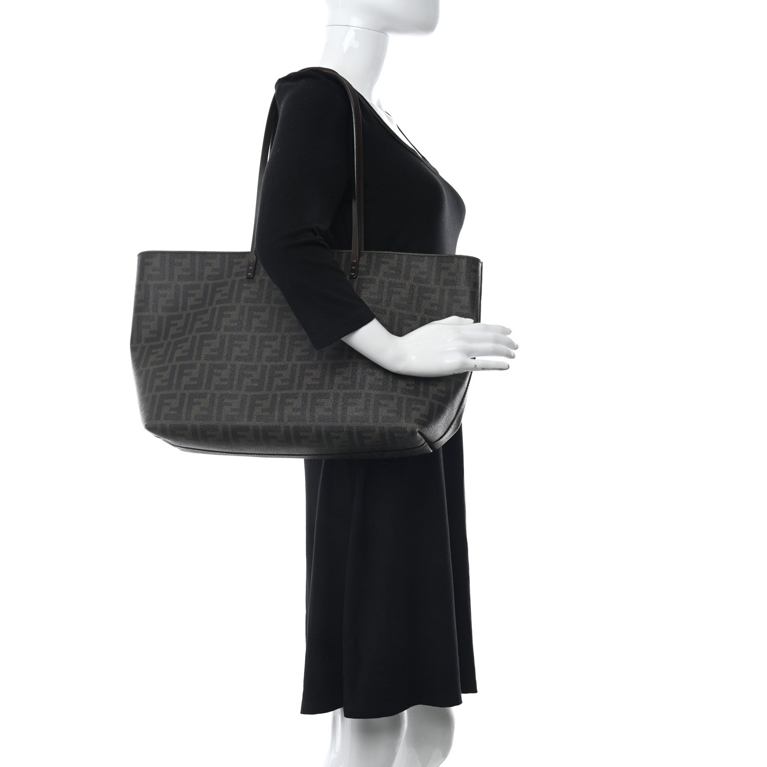 Fendi Zucca Spalmati Medium Roll Tote Tobacco Moro 2 of 12