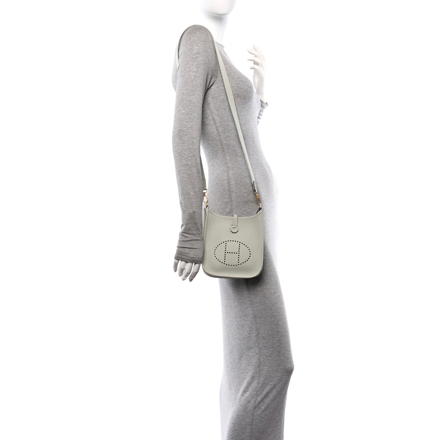 Hermes Taurillon Clemence Amazone Evelyne TPM Gris Neve 2 of 9