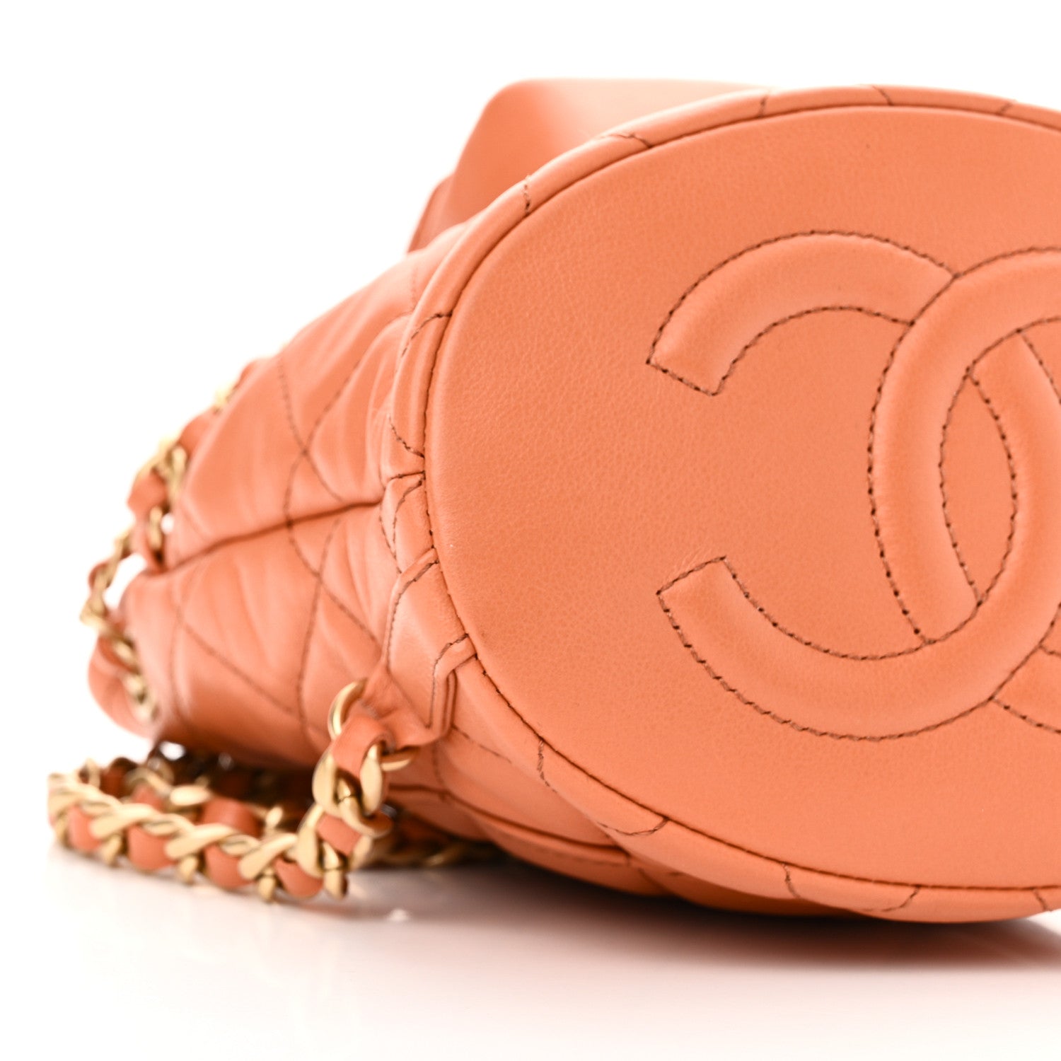 Chanel Calfskin Quilted Small CC Chain Bucket Backpack Orange 9 of 10