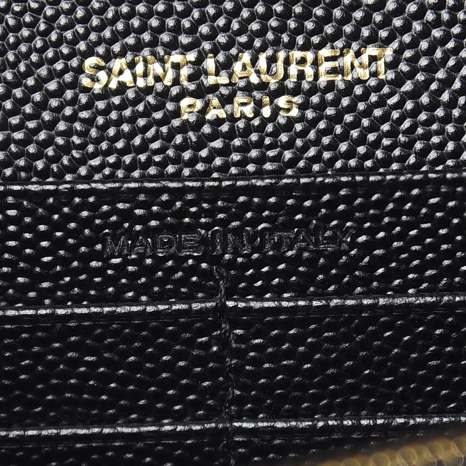 Saint Laurent Grain De Poudre Matelasse Chevron Monogram Chain Wallet Black 9 of 10