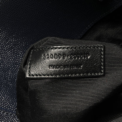 Saint Laurent Textured Grain de Poudre Leather North/South Medium Museum Tote Navy Blue 7 of 8