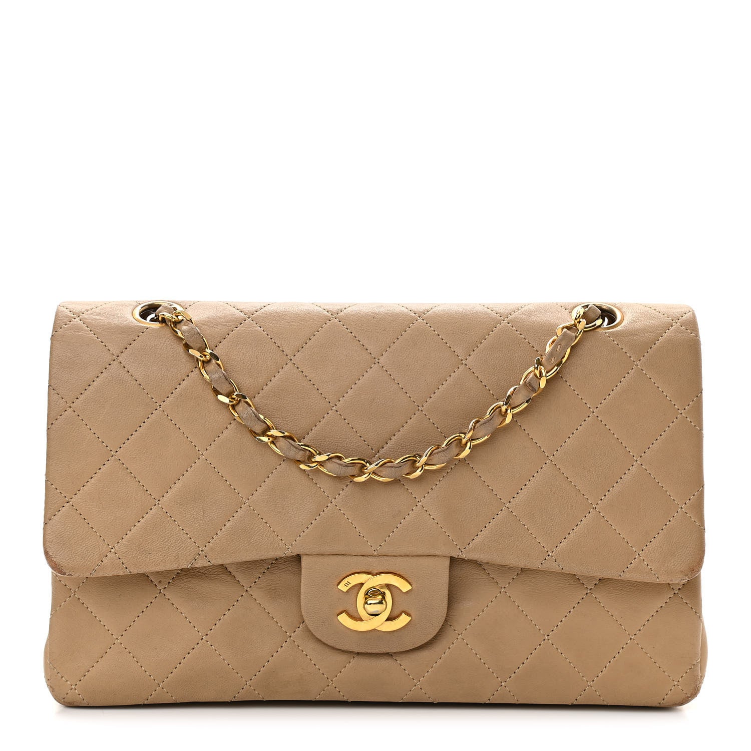 Chanel Lambskin Quilted Medium Double Flap Beige 1 of 17