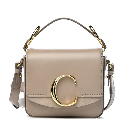Chloe Shiny Calfskin Suede Mini C Double Carry Motty Grey 1 of 9
