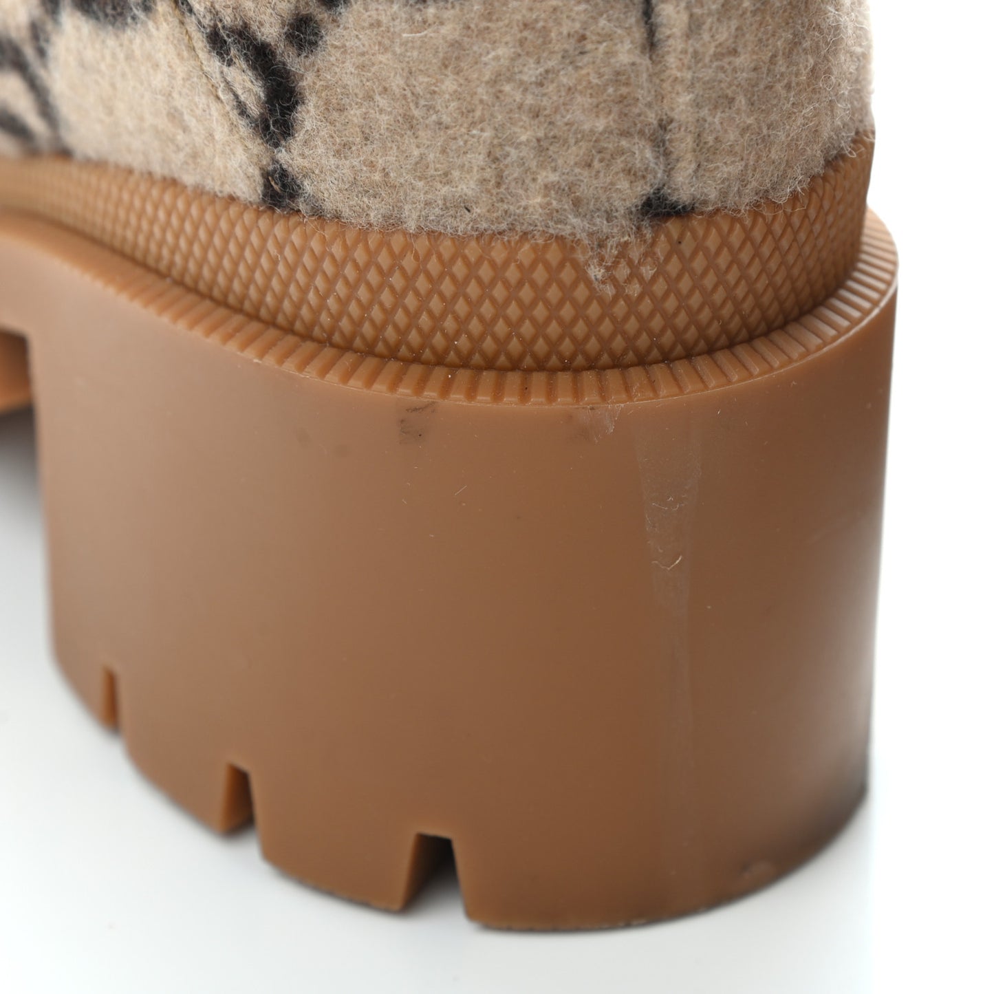 Covered Wool Big GG Monogram Womens Lace Up Combat Ankle Boots 37 Beige Ebony Cocoa