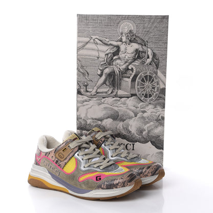 Gucci Suede Calfskin Tejus Printed Womens Ultrapace Sneakers 36.5 Pink Silver Oatmeal Yolk 10 of 10