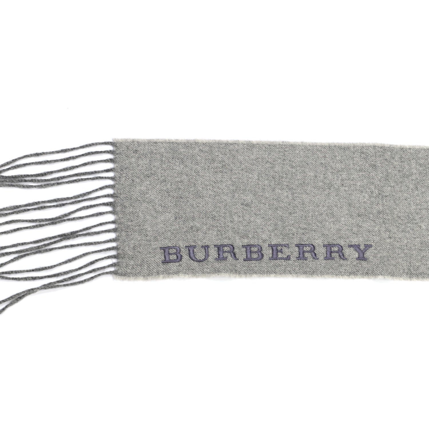 Burberry Cashmere Fringe Logo Scarf Grey 3 of 5