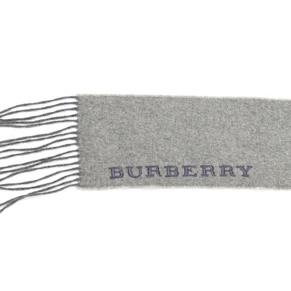 Burberry Cashmere Fringe Logo Scarf Grey 3 of 5