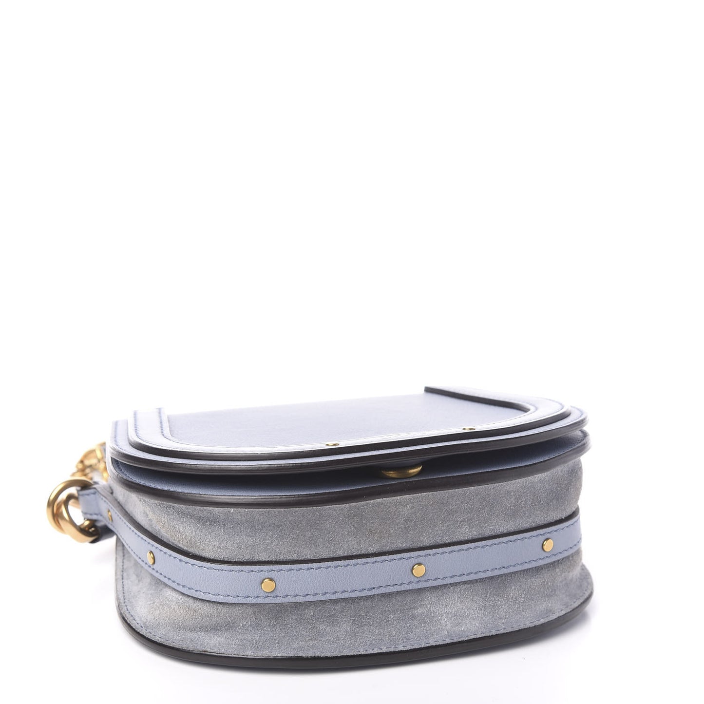 Calfskin Suede Small Nile Bracelet Bag Washed Blue