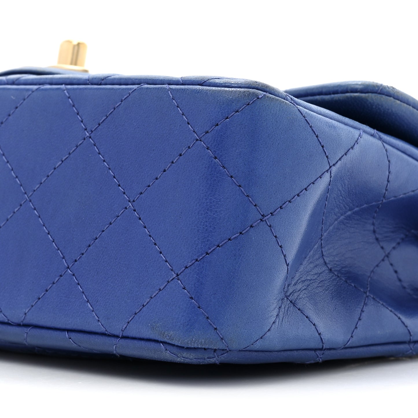 Lambskin Quilted Mini Rectangular Flap Blue