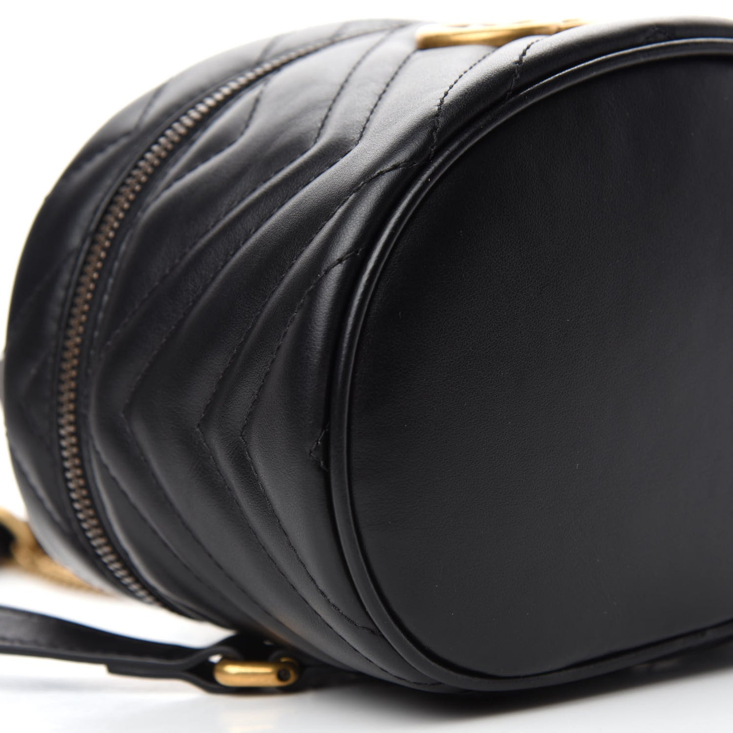 Calfskin Matelasse Mini GG Marmont Round Backpack Black