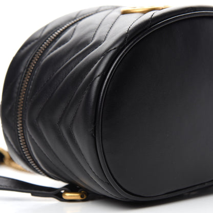 Gucci Calfskin Matelasse Mini GG Marmont Round Backpack Black 6 of 11