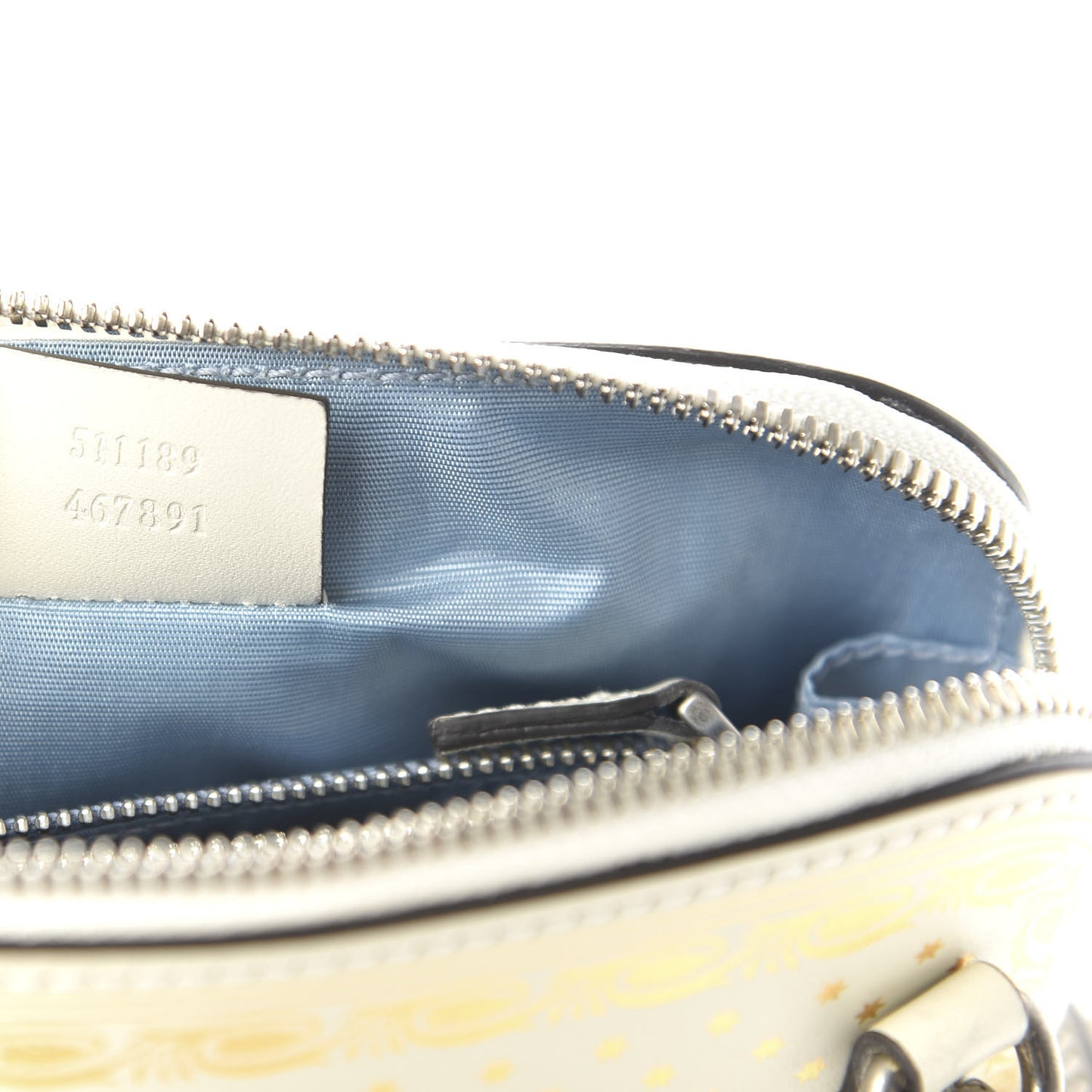 X SEGA Calfskin GUCCY Stars Mini Dome Shoulder Bag Mystic White Gold