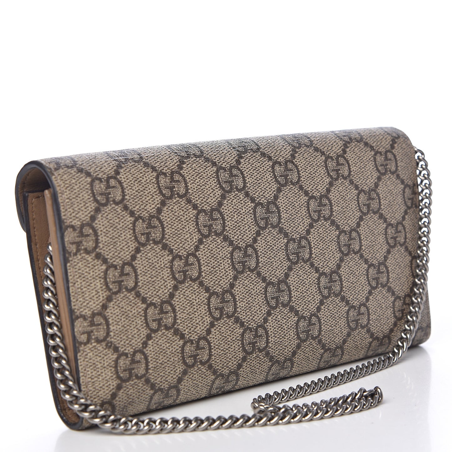 GG Supreme Monogram Dionysus Chain Clutch Wallet Beige Taupe