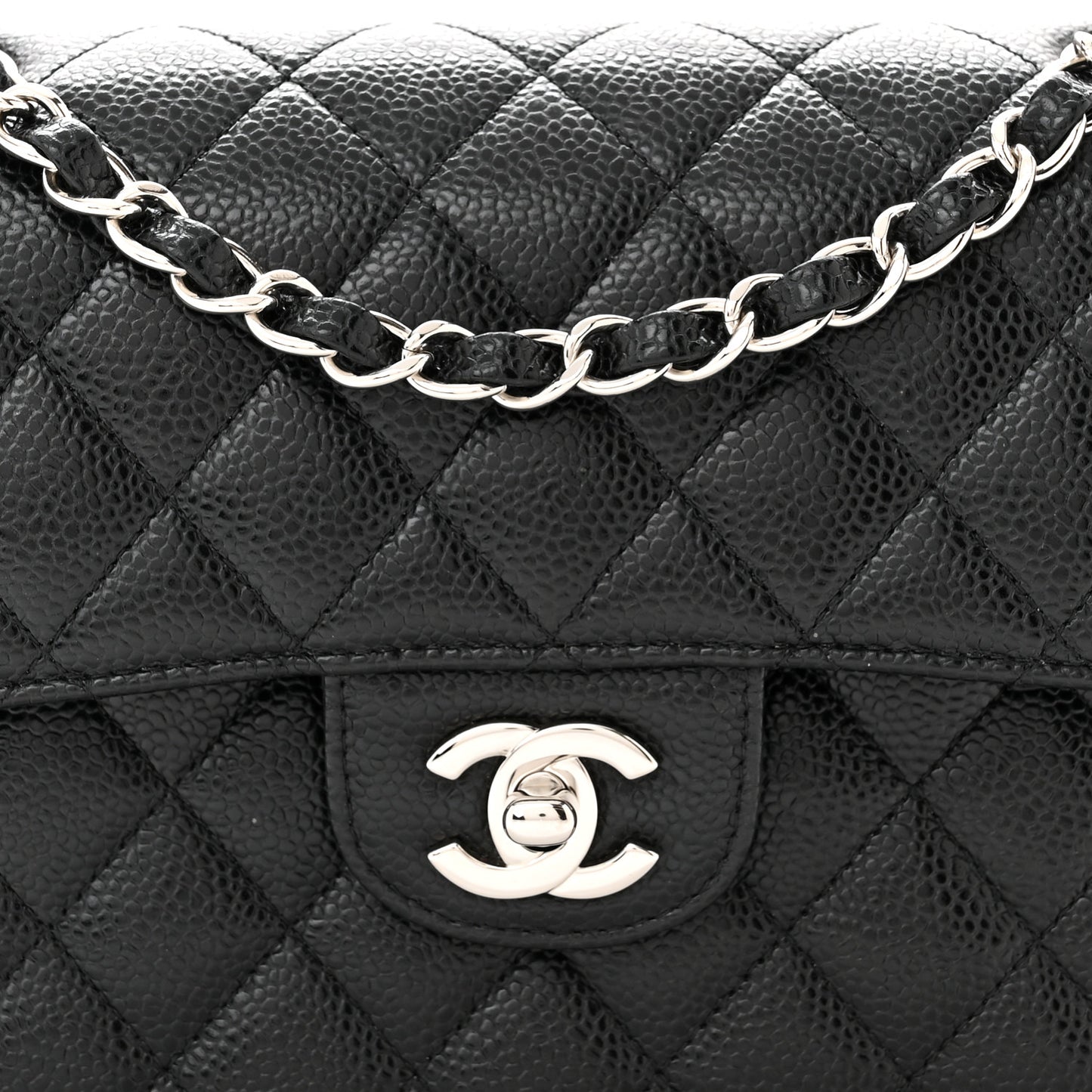 Caviar Quilted Small Double Flap Black