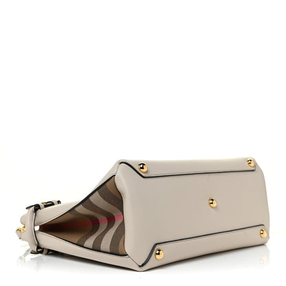 Burberry Derby Calfskin House Check Medium Banner Tote Limestone 4 of 11