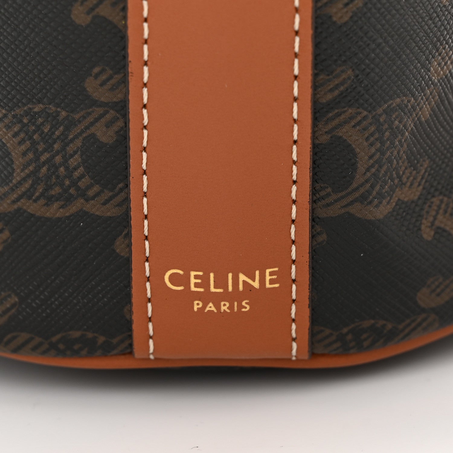 Celine Triomphe Canvas Calfskin Small Drawstring Bucket Bag Tan 6 of 10