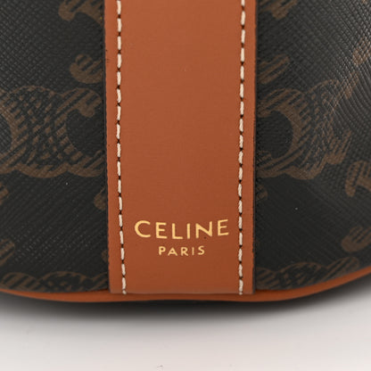 Celine Triomphe Canvas Calfskin Small Drawstring Bucket Bag Tan 6 of 10
