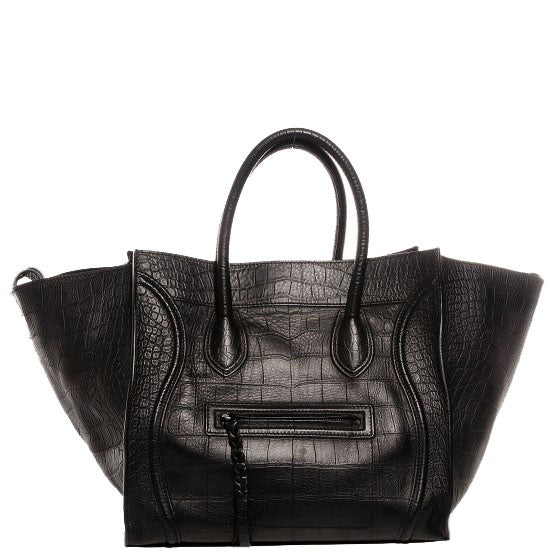 Celine Crocodile Embossed Large Phantom Luggage Black 1 of 8