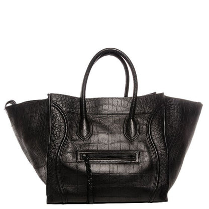 Celine Crocodile Embossed Large Phantom Luggage Black 1 of 8