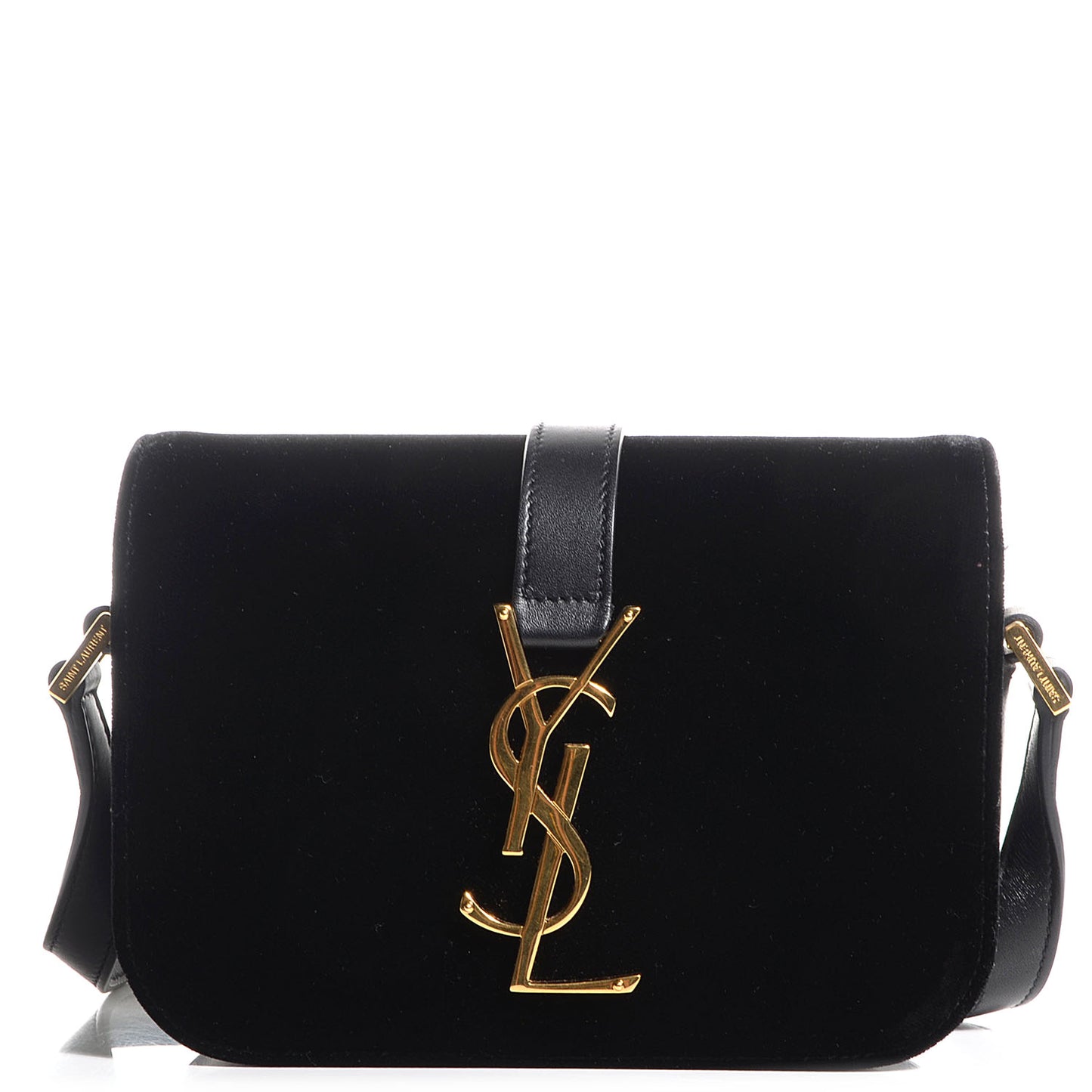 Leather Velvet Small Monogram Université Shoulder Bag Black