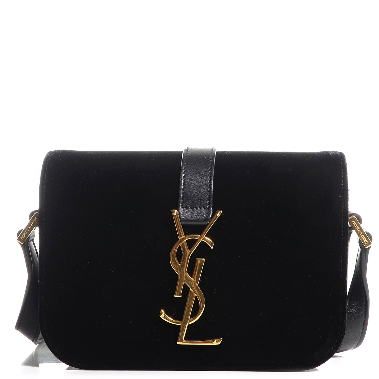 Saint Laurent Leather Velvet Small Monogram Université Shoulder Bag Black 1 of 9