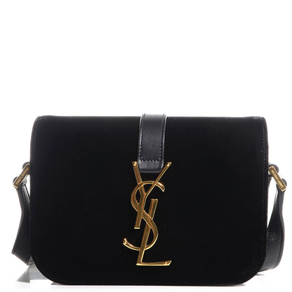Saint Laurent Leather Velvet Small Monogram Université Shoulder Bag Black 1 of 9