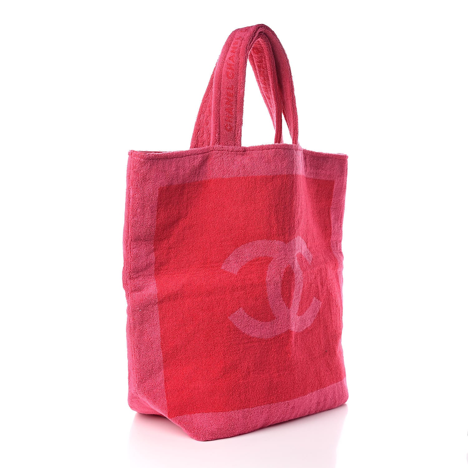 Chanel Terry Cotton CC Beach Tote Towel Pink Red 3 of 10