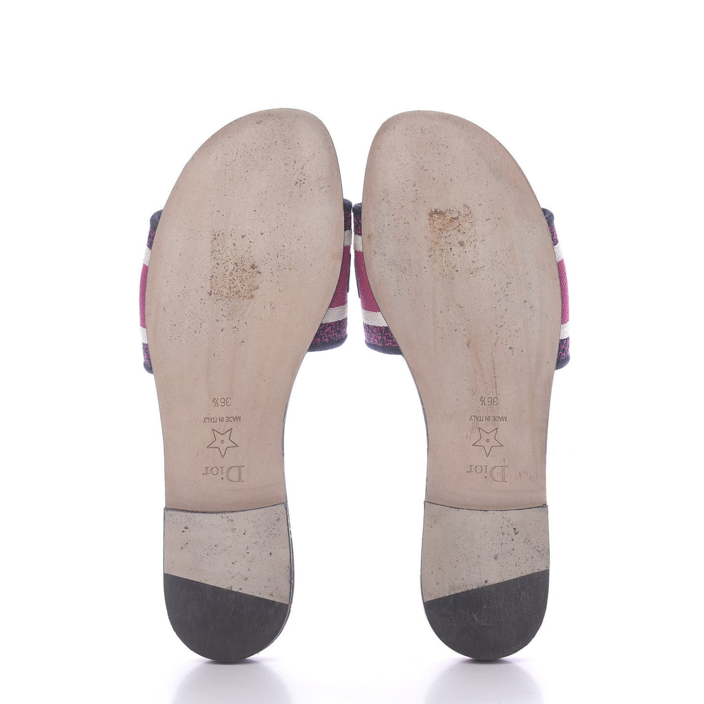 Canvas Embroidered Animals Dway Mules Slide Sandals 36.5 Deep Blue Fuchsia