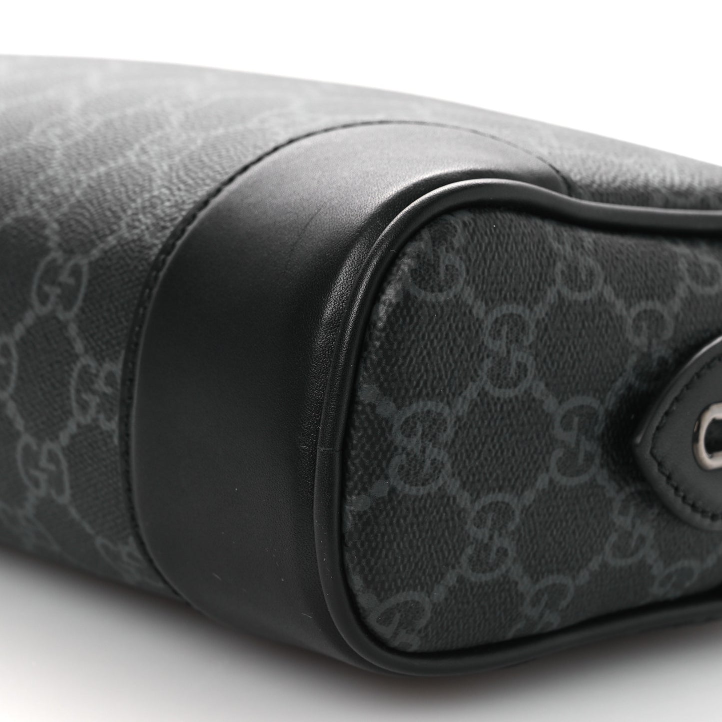 GG Supreme Monogram Textured Calfskin Emblem Small Crossbody Black