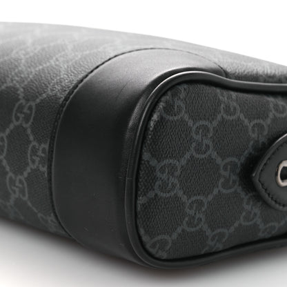 Gucci GG Supreme Monogram Textured Calfskin Emblem Small Crossbody Black 10 of 10