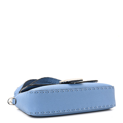 Fendi Cuoio Roma Sellerissima Nappa Sintetica Tape Stitch Baguette Placca Argento Blue 4 of 9