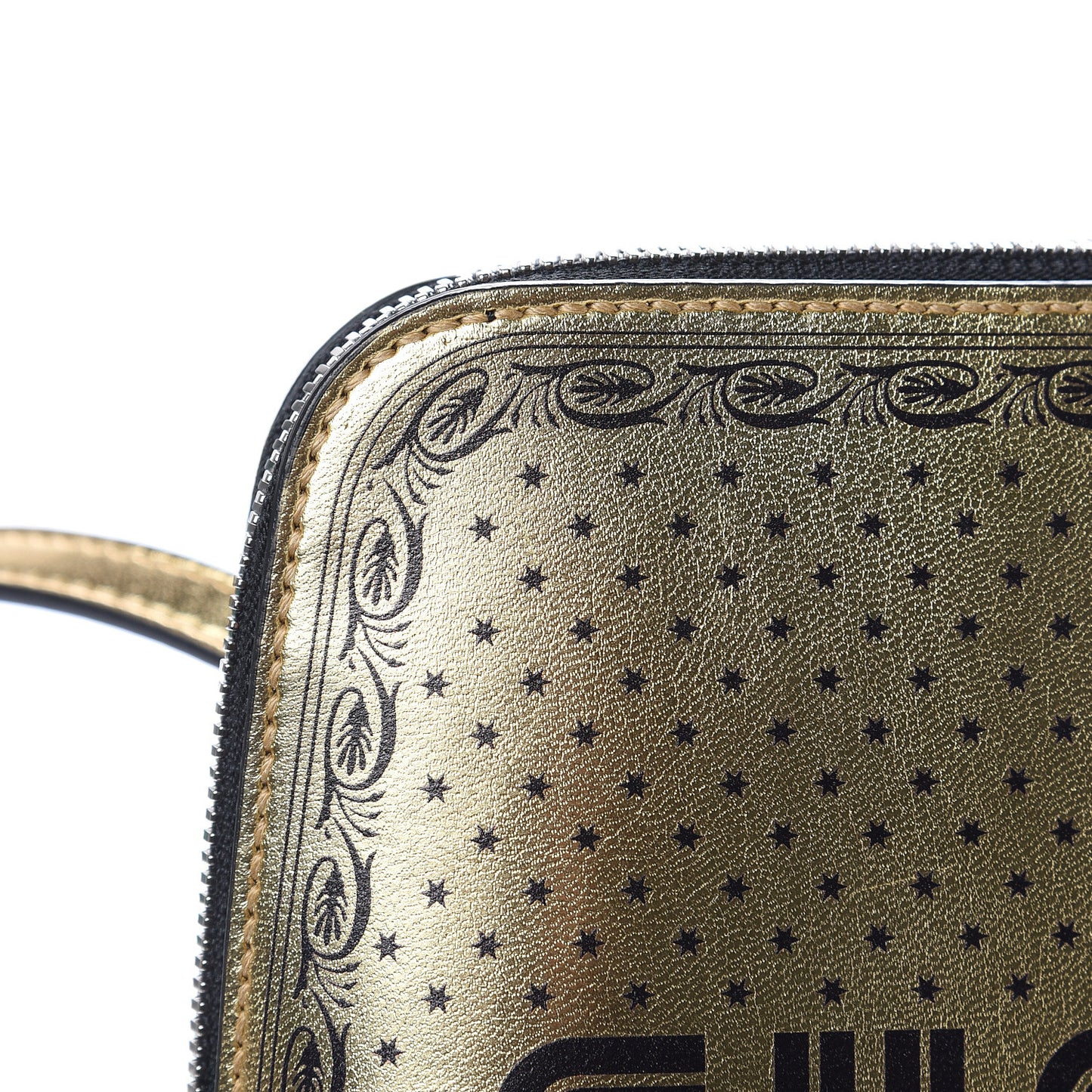 X SEGA Calfskin GUCCY Stars Mini Dome Shoulder Bag Gold