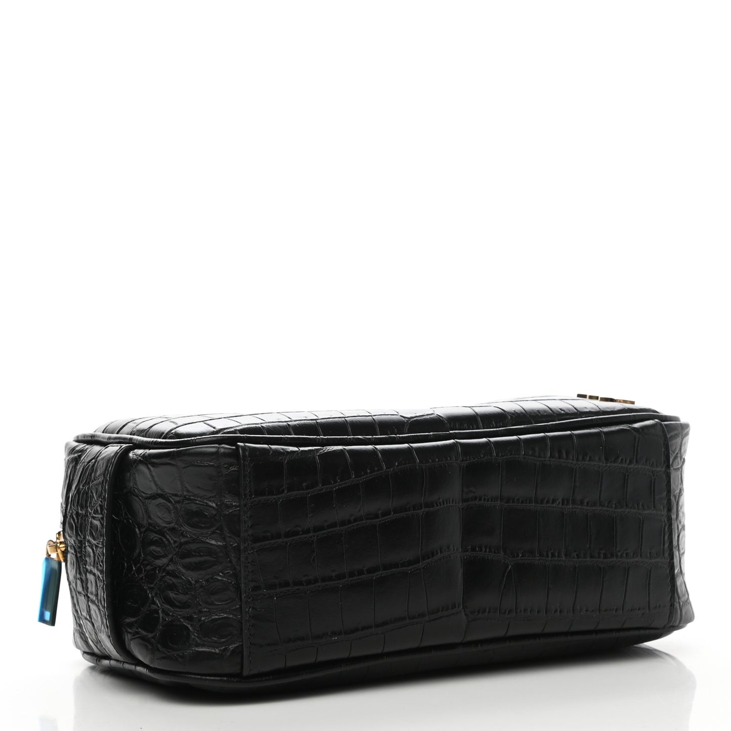 Calfskin Crocodile Embossed Cosmetic Case Black