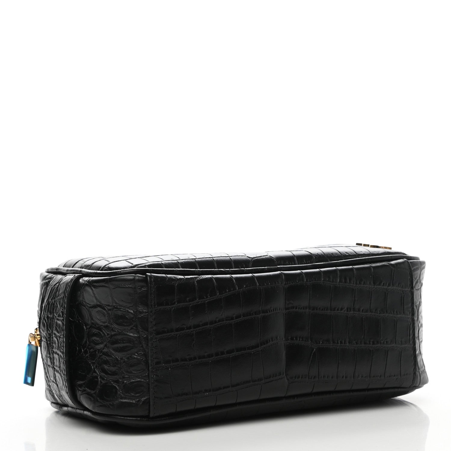 Saint Laurent Calfskin Crocodile Embossed Cosmetic Case Black 4 of 9