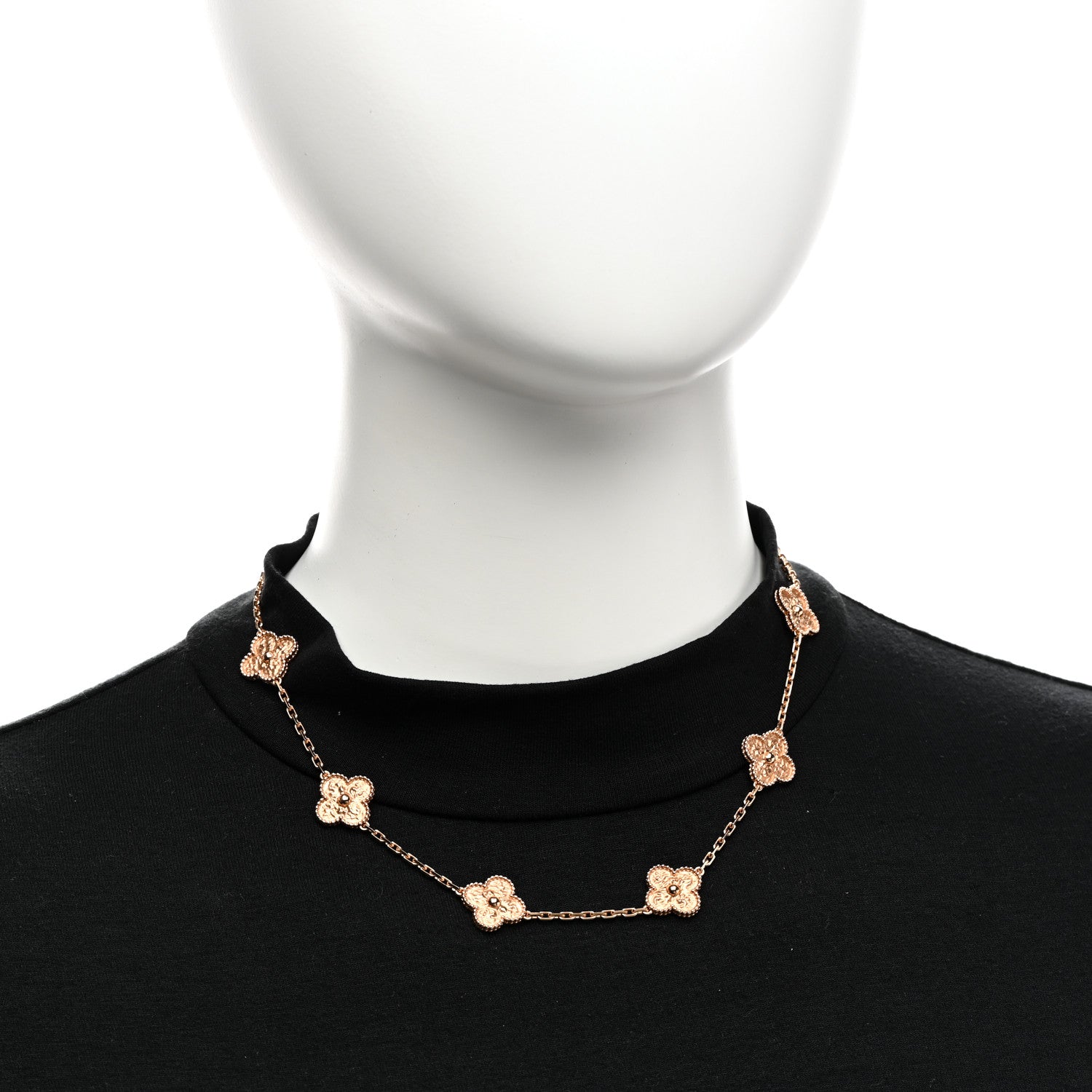 Van Cleef & Arpels 18K Rose Gold 10 Motifs Vintage Alhambra Necklace 2 of 6
