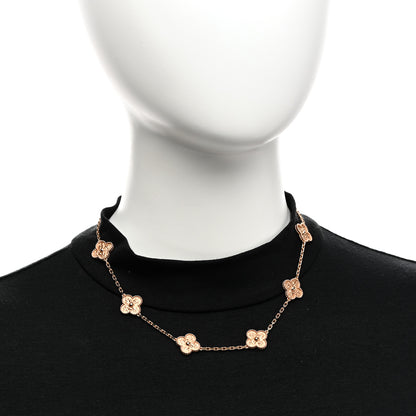 Van Cleef & Arpels 18K Rose Gold 10 Motifs Vintage Alhambra Necklace 2 of 6