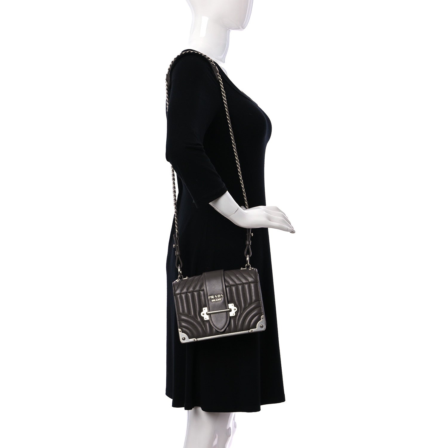Prada Soft Calfskin Impunture Diagramme Cahier Bag Bambu 2 of 9