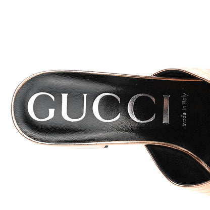 Gucci Metallic Nappa Crossover Flat Slide Sandals 37 Rose Gold 6 of 9