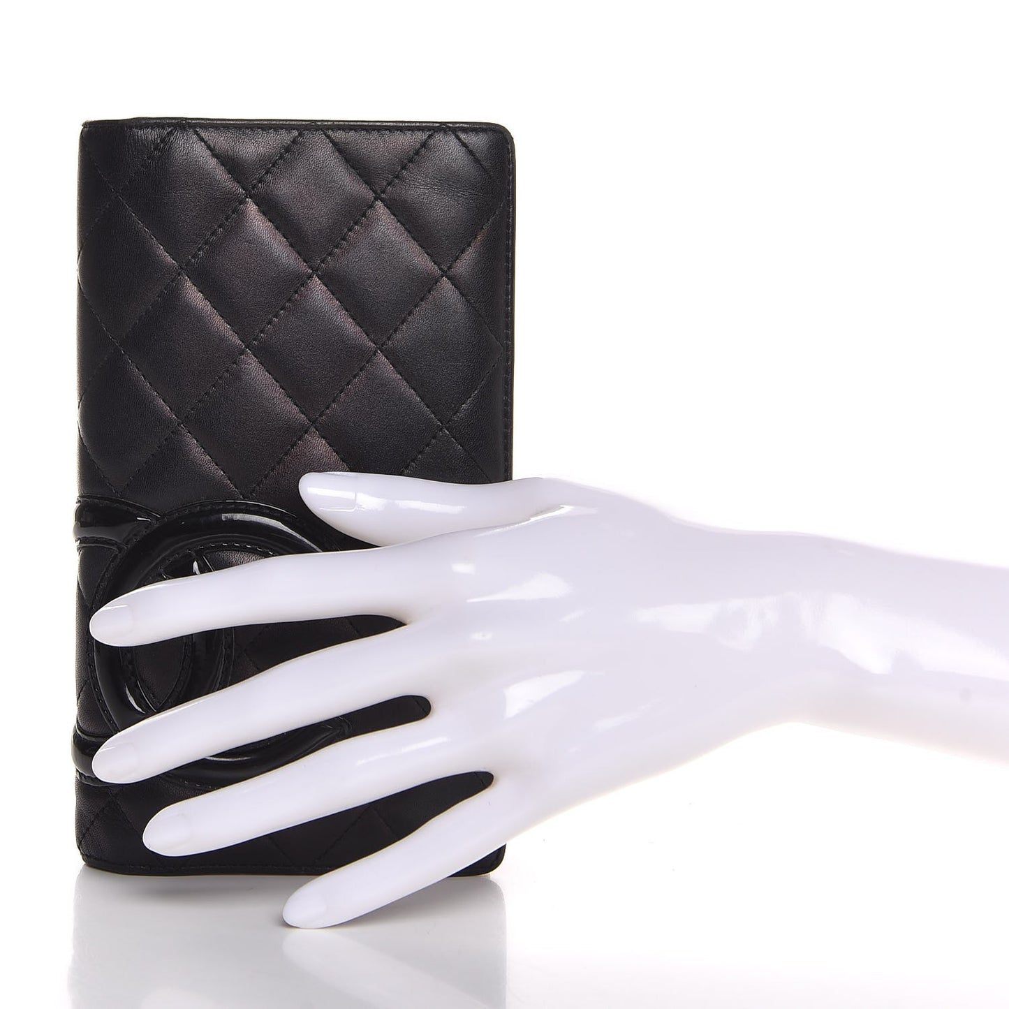 Calfskin Quilted Cambon Yen Wallet Black
