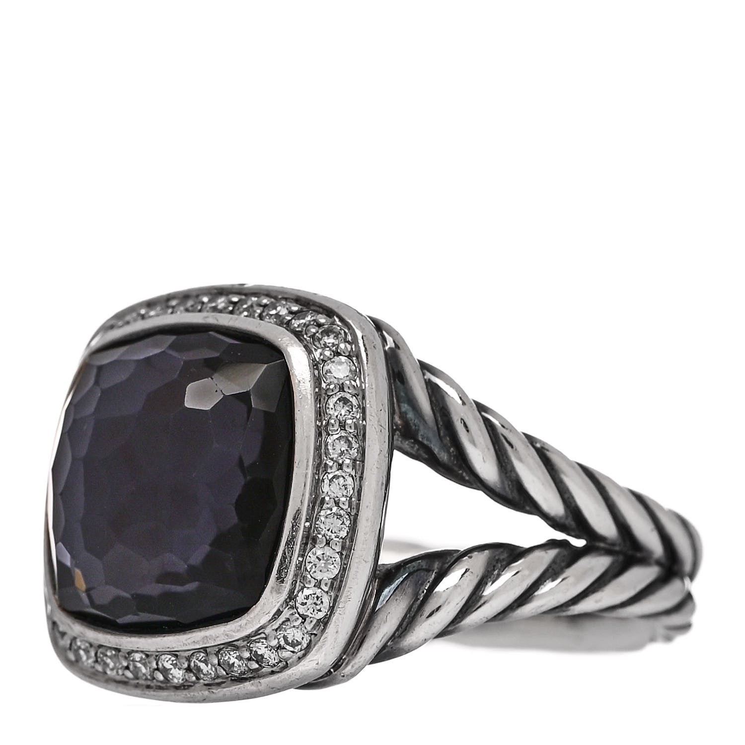 David Yurman Sterling Silver Diamond Black Orchid 11mm Albion Ring 56 7.5 3 of 6