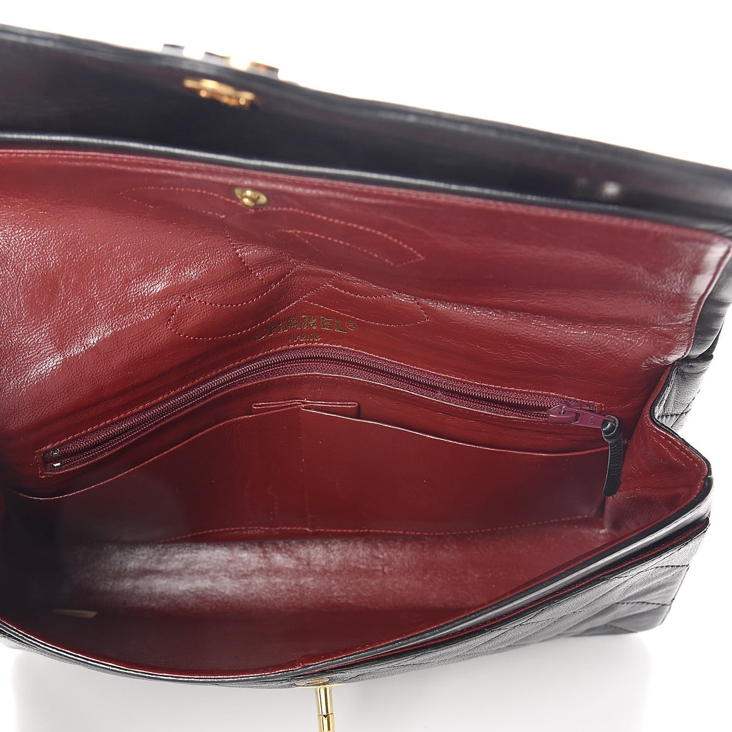 Lambskin Quilted Medium Double Flap Black